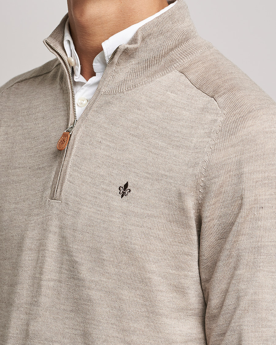 Uomini | Maglieria | Morris | John Merino Half Zip Khaki