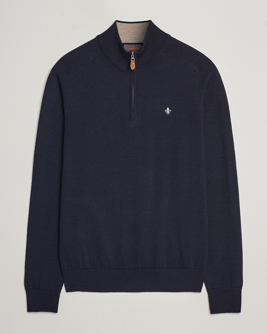 Uomini | Maglieria | Morris | John Merino Half Zip Navy
