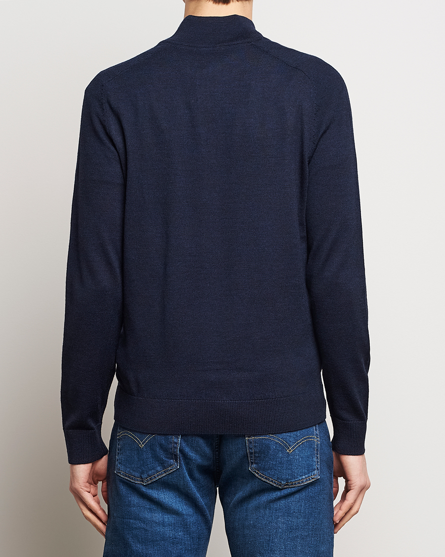 Uomini | Maglieria | Morris | John Merino Half Zip Navy