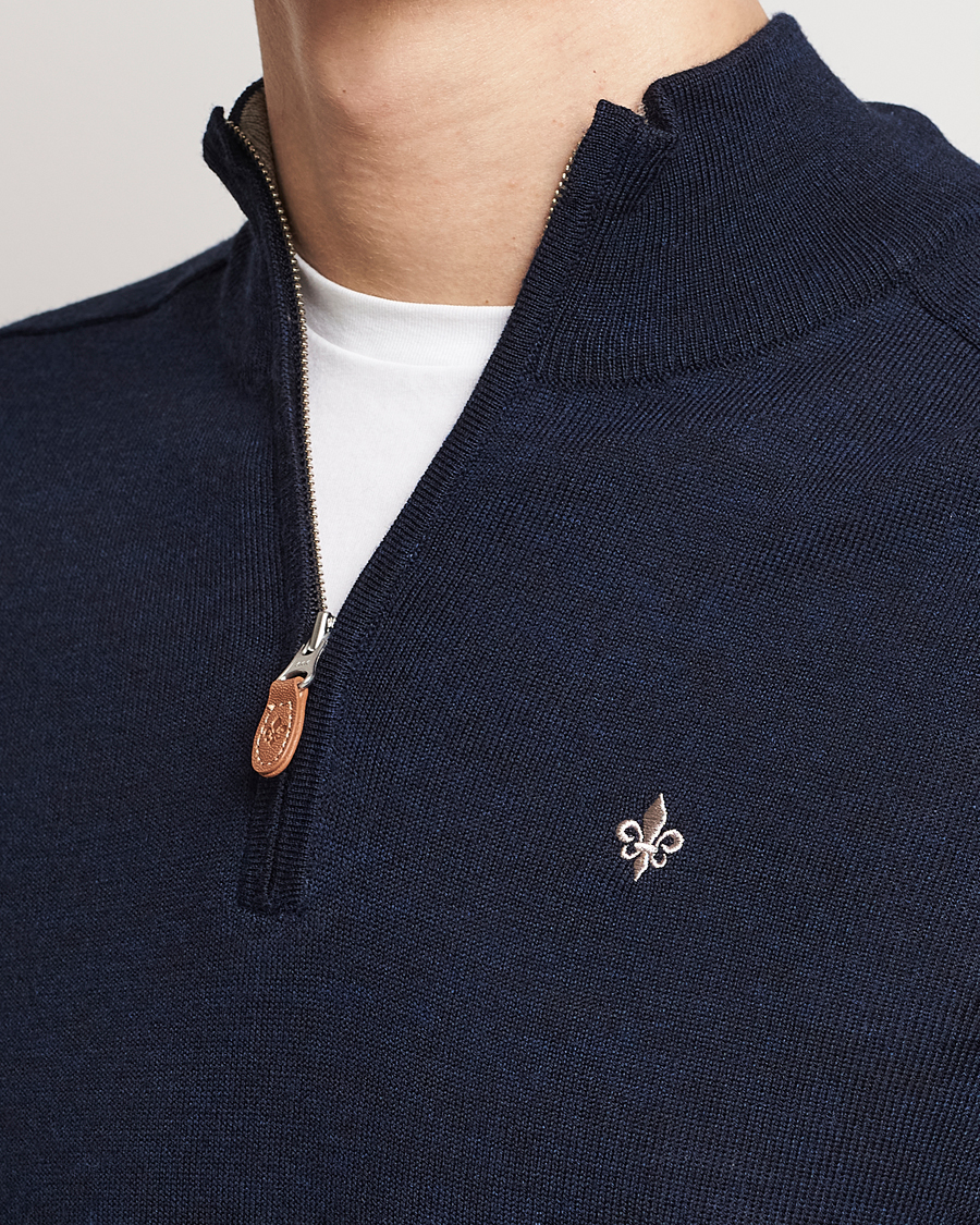 Uomini | Maglieria | Morris | John Merino Half Zip Navy