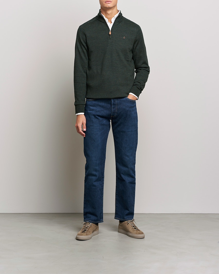 Uomini | Maglieria | Morris | John Merino Half Zip Olive