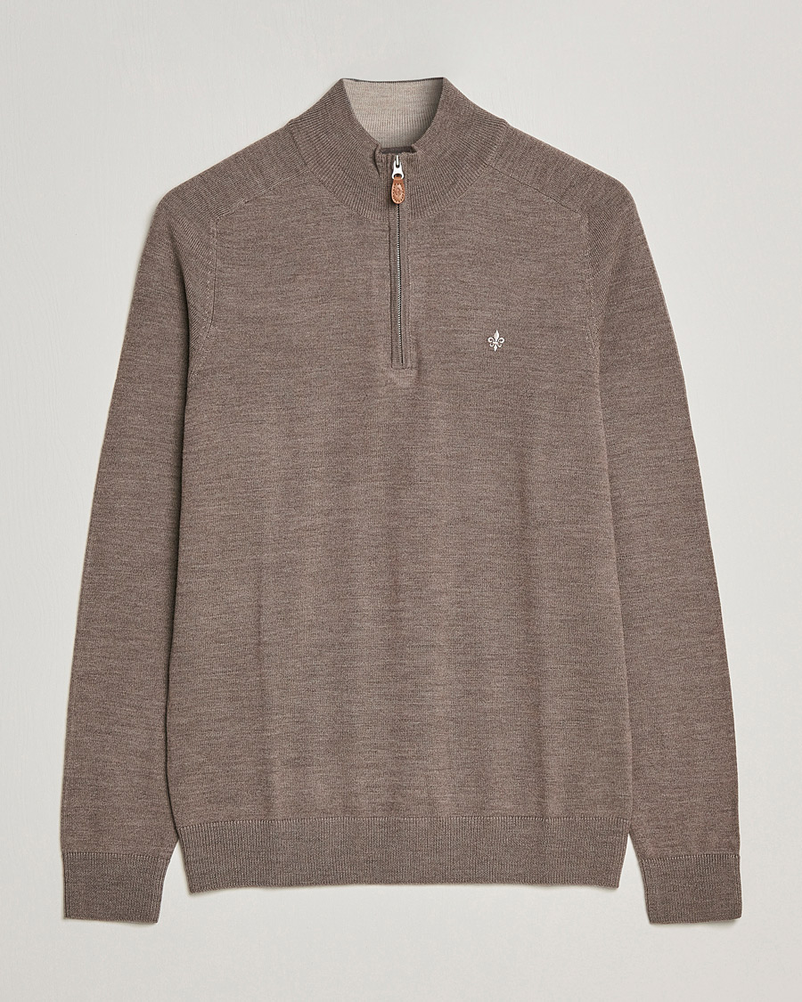 Uomini | Maglieria | Morris | John Merino Half Zip Light Brown