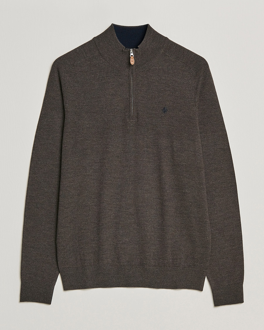 Uomini | Maglieria | Morris | John Merino Half Zip Dark Brown