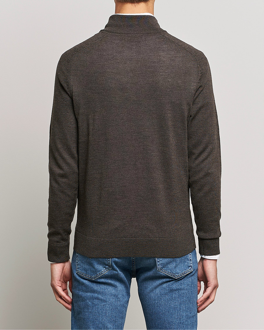 Uomini | Maglieria | Morris | John Merino Half Zip Dark Brown