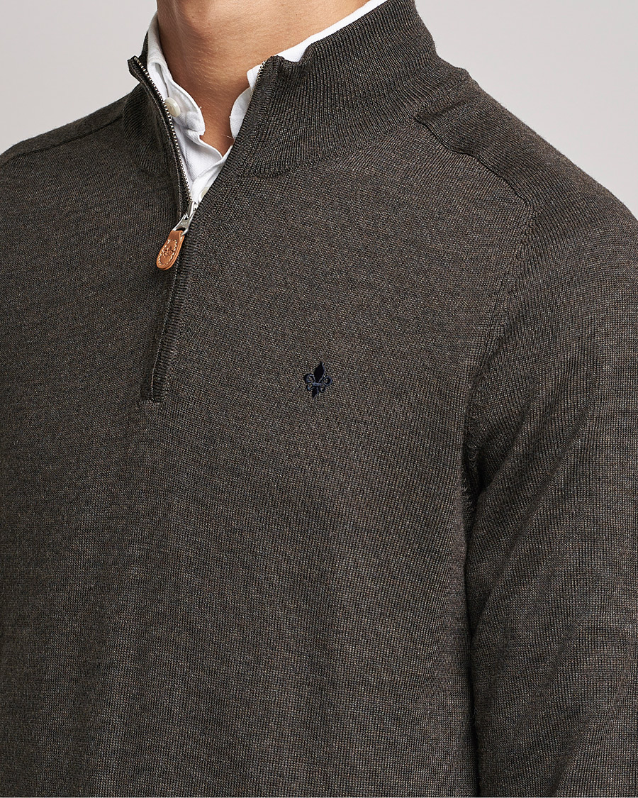 Uomini | Maglieria | Morris | John Merino Half Zip Dark Brown