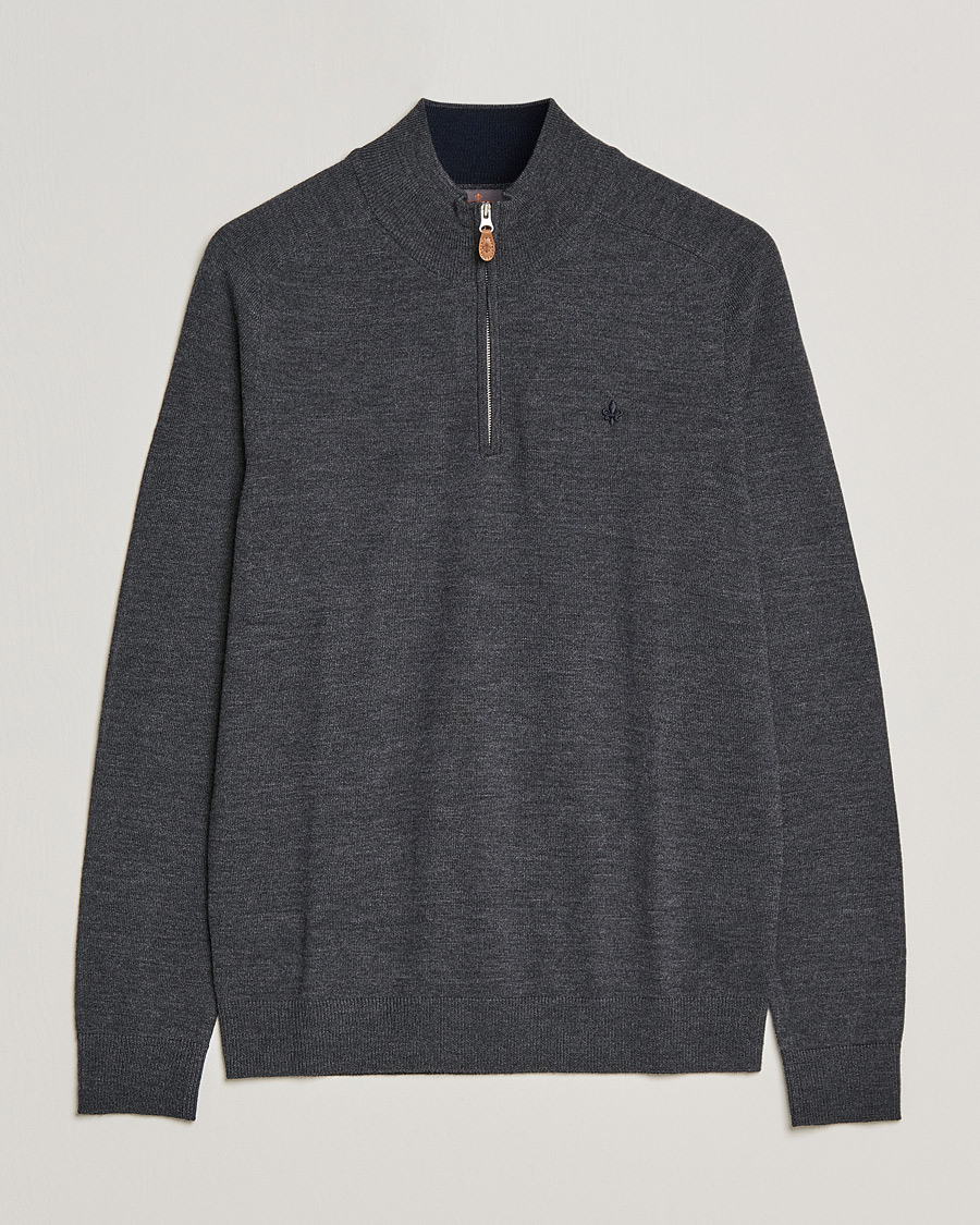 Uomini | Maglieria | Morris | John Merino Half Zip Dark Grey