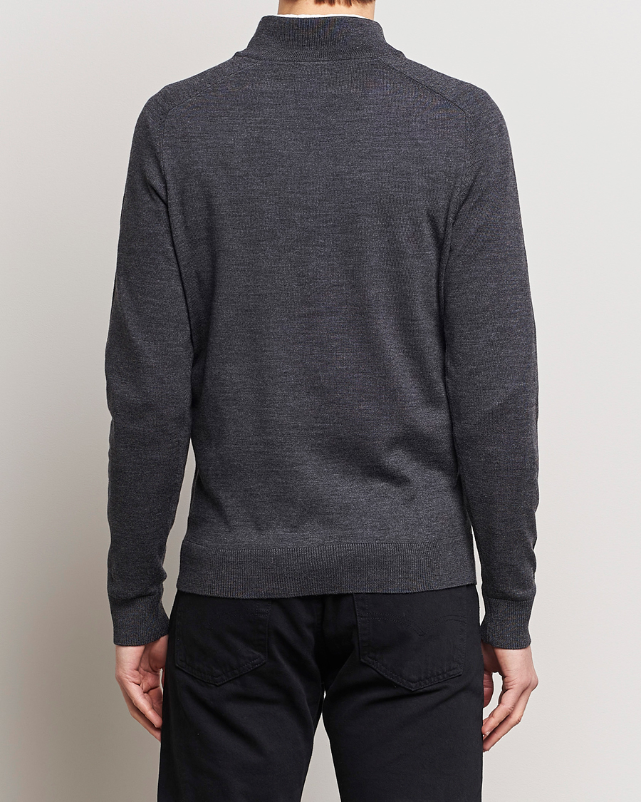 Uomini | Maglieria | Morris | John Merino Half Zip Dark Grey