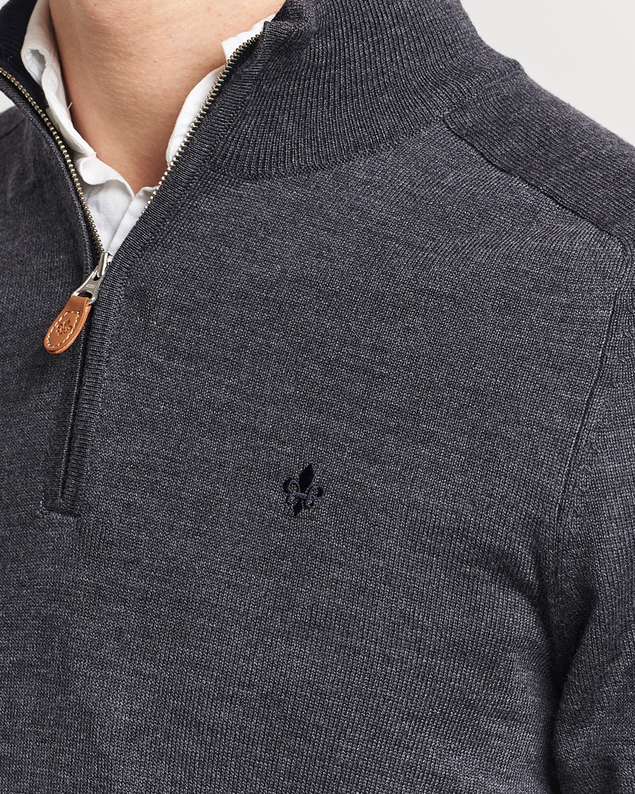 Uomini | Maglieria | Morris | John Merino Half Zip Dark Grey