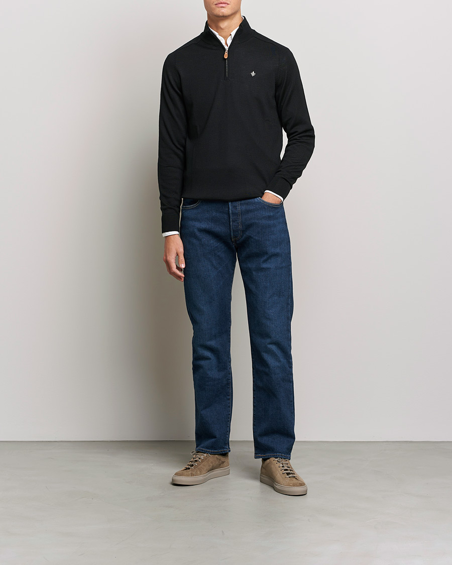 Uomini | Maglieria | Morris | John Merino Half Zip Black