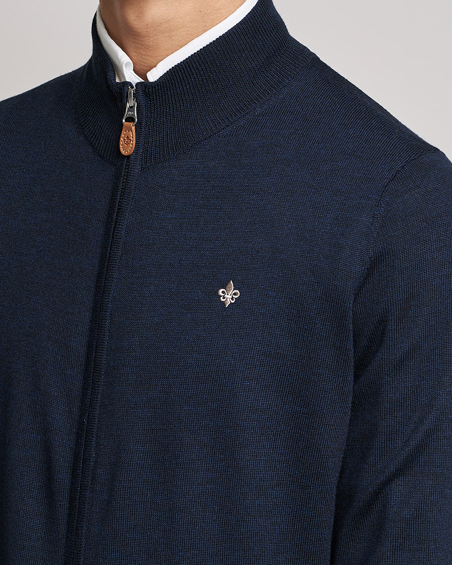Uomini | Maglieria | Morris | Merino Zip Cardigan Navy