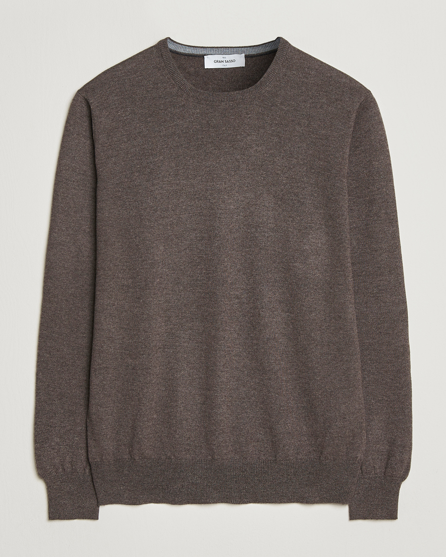 Uomini | Maglieria | Gran Sasso | Merino Fashion Fit Crew Neck Pullover Brown Melange