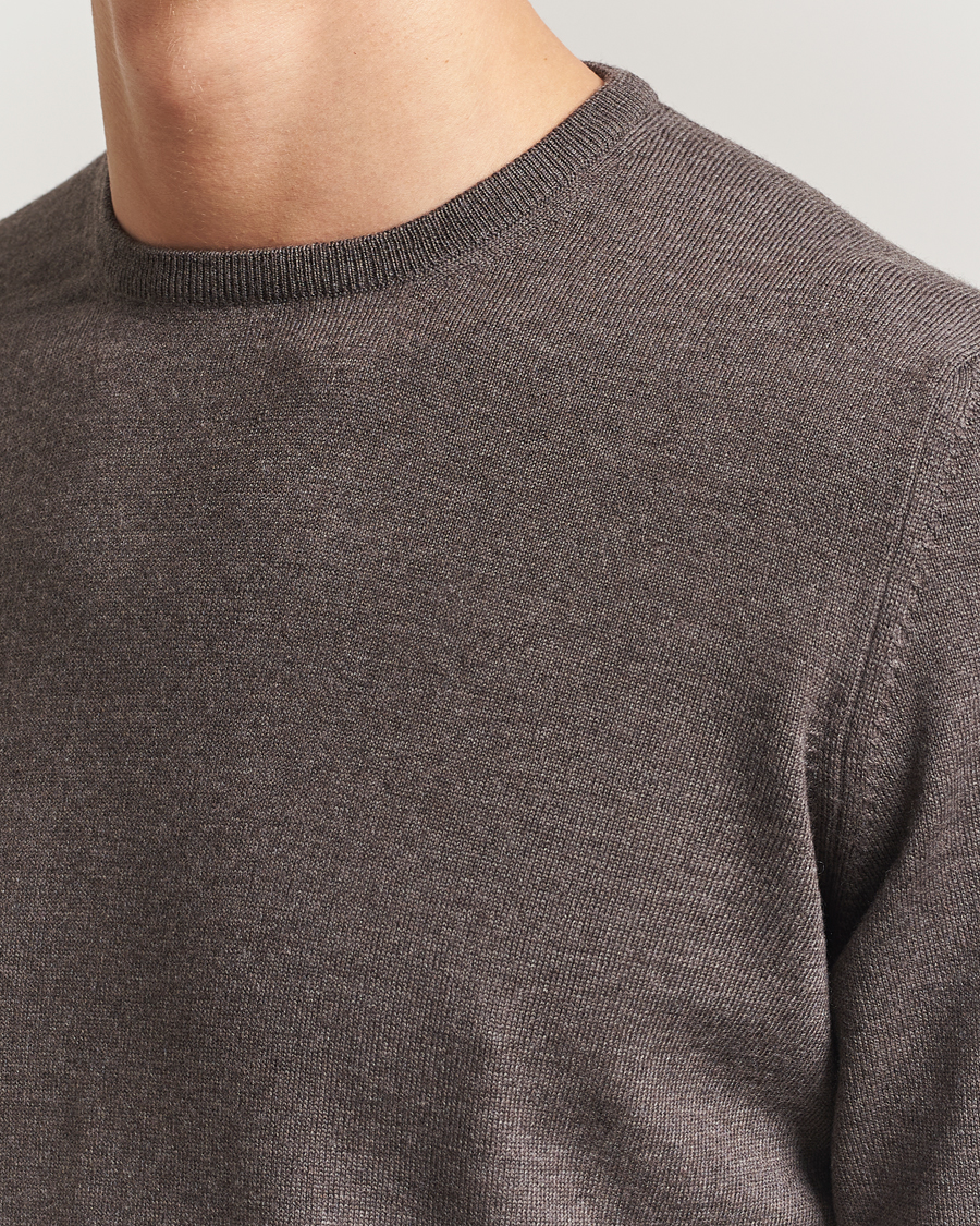 Uomini | Maglieria | Gran Sasso | Merino Fashion Fit Crew Neck Pullover Brown Melange