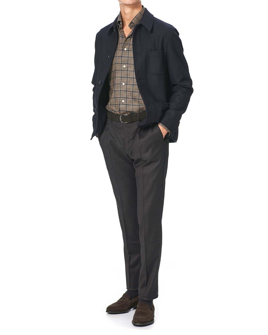 Uomini | Camicie | Eton | Slim Fit Big Checked Brushed Merino Shirt Brown