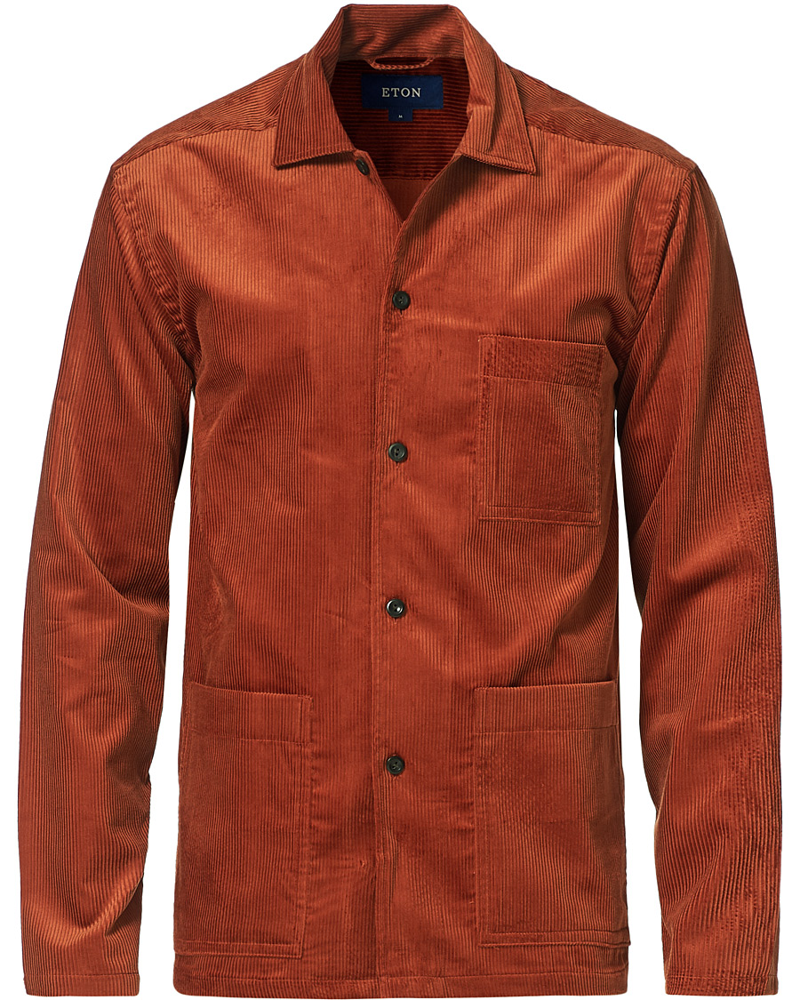 Uomini | Camicie | Eton | Cotton Corduroy Overshirt Orange