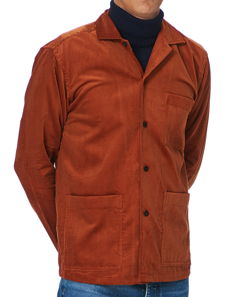 Uomini | Camicie | Eton | Cotton Corduroy Overshirt Orange