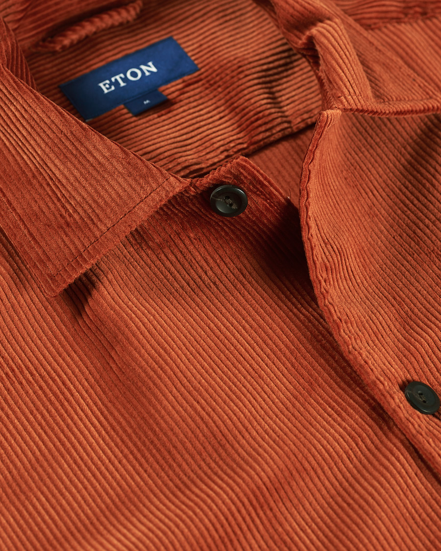 Uomini | Camicie | Eton | Cotton Corduroy Overshirt Orange