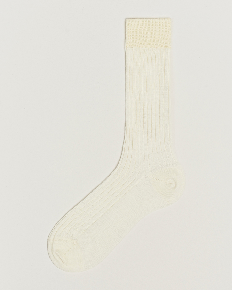 Uomini | Biancheria intima | Bresciani | Wool/Nylon Ribbed Short Socks White