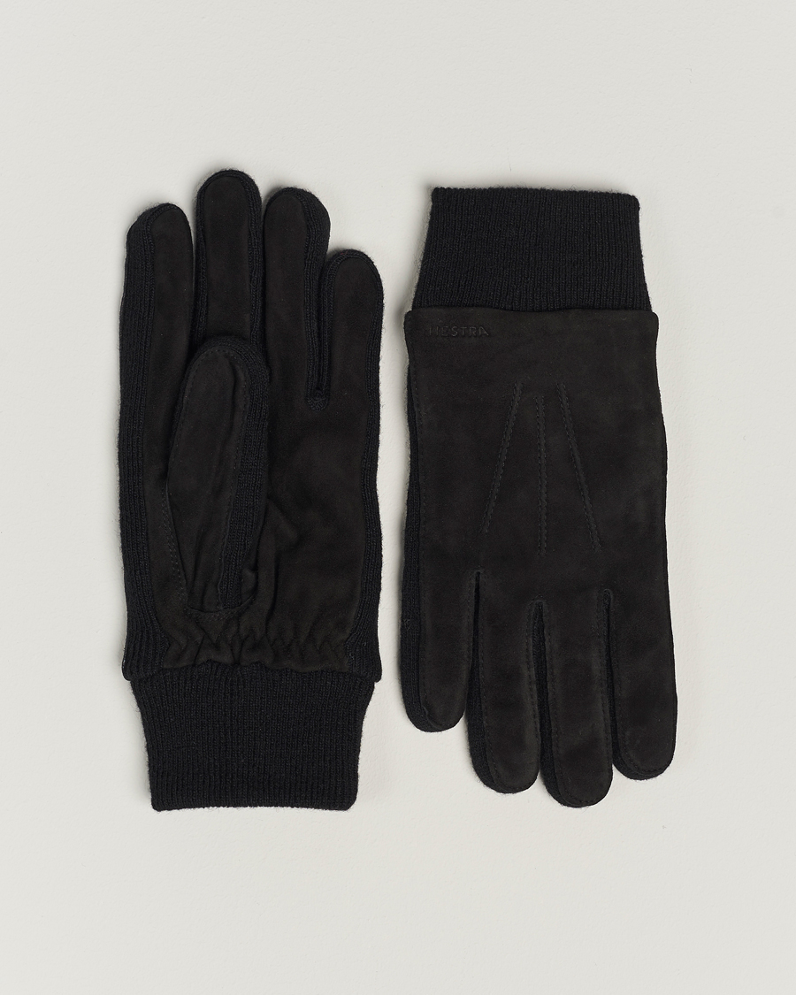 Uomini | Guanti | Hestra | Geoffery Suede Wool Tricot Glove Black