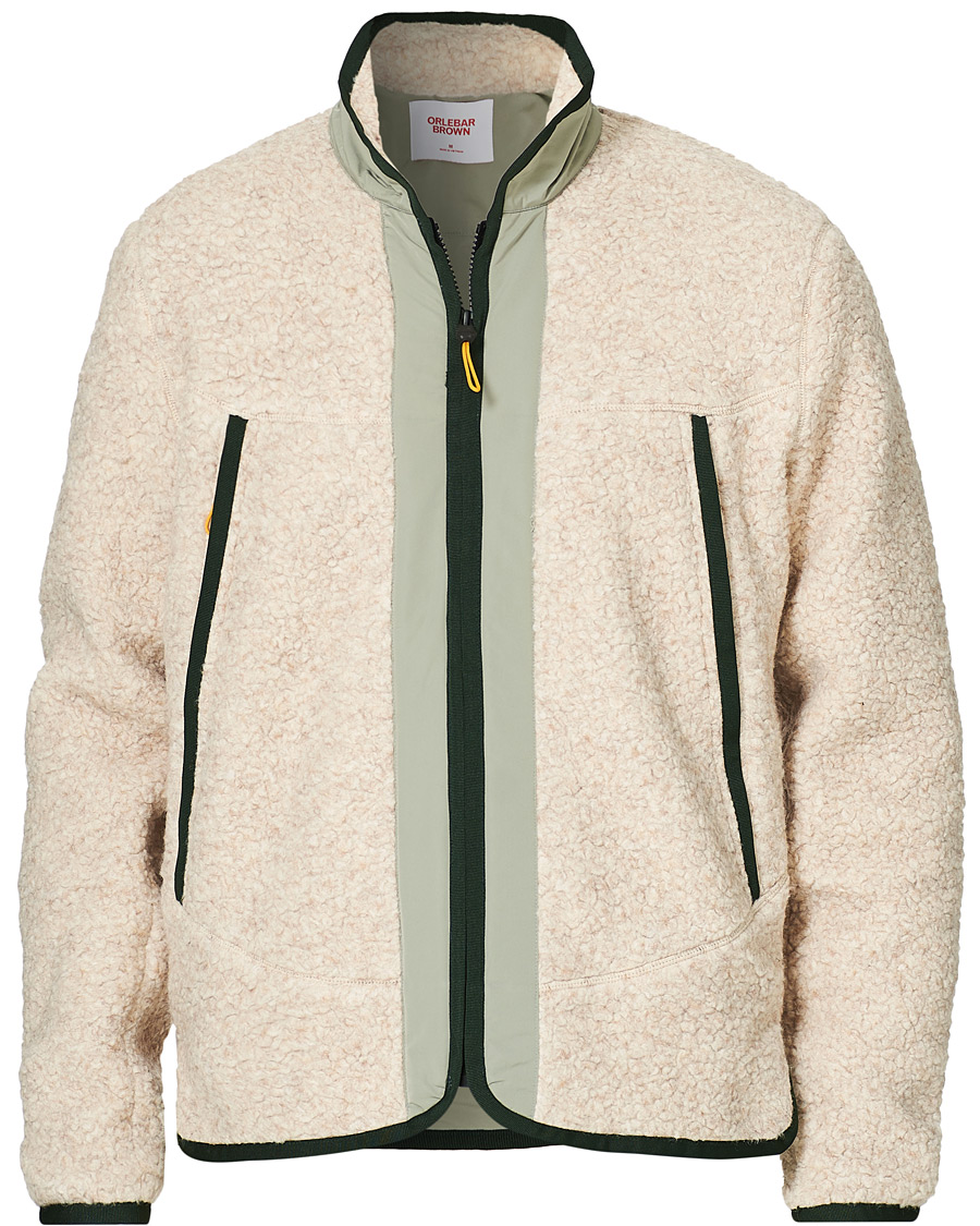 Uomini | Maglieria | Orlebar Brown | Baird Fleece Full Zip Dune/Artichoke