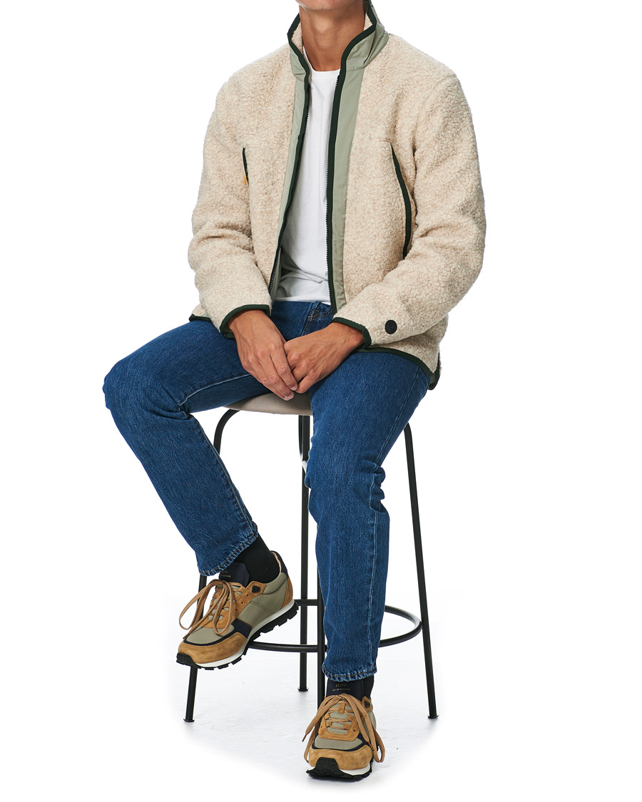 Uomini | Maglieria | Orlebar Brown | Baird Fleece Full Zip Dune/Artichoke