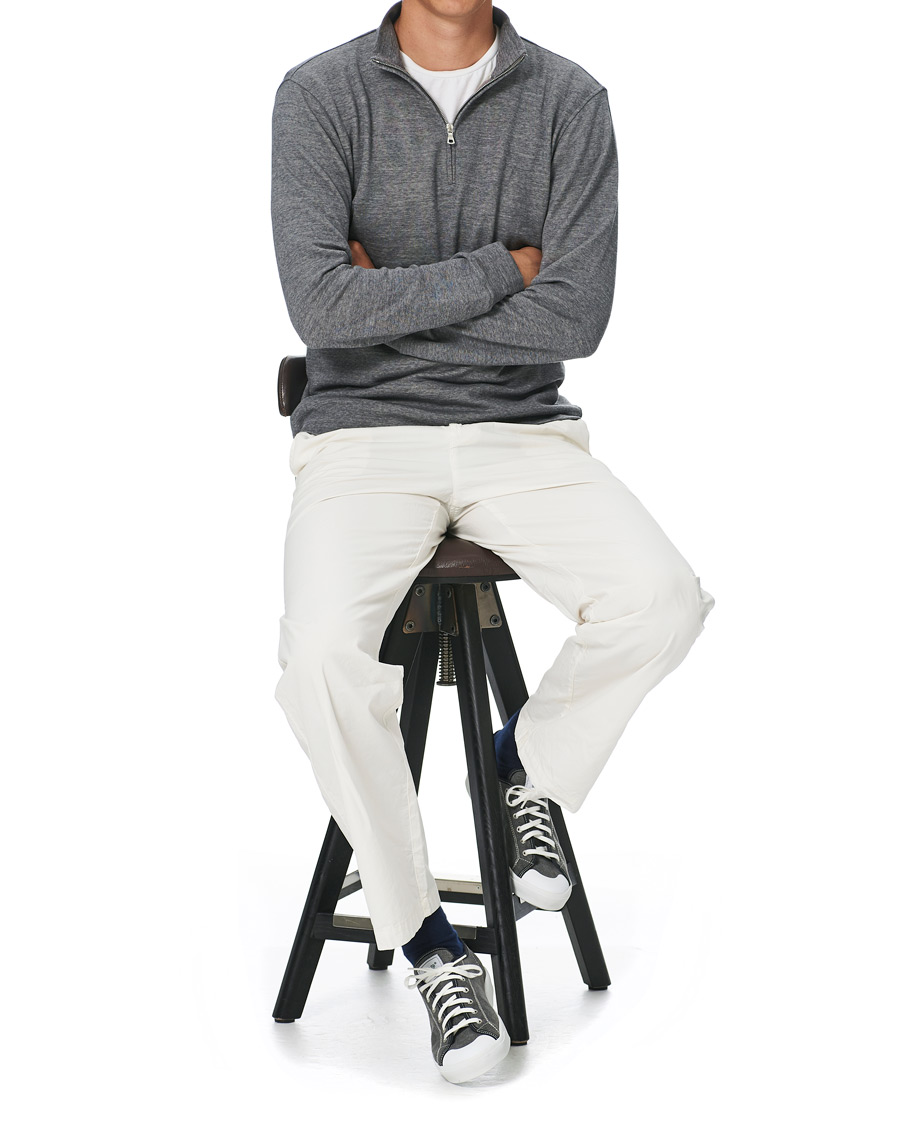 Uomini | Maglieria | Orlebar Brown | Neilson Double Face Merino Half Zip Storm Grey