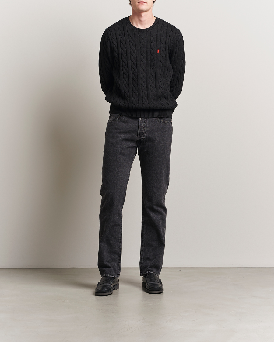 Uomini | Maglieria | Polo Ralph Lauren | Cotton Cable Pullover Polo Black