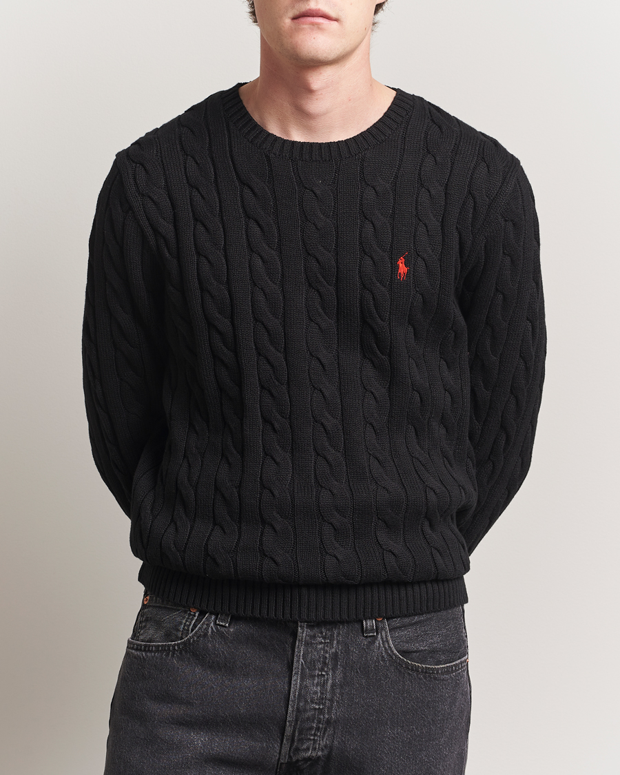 Uomini | Maglieria | Polo Ralph Lauren | Cotton Cable Pullover Polo Black