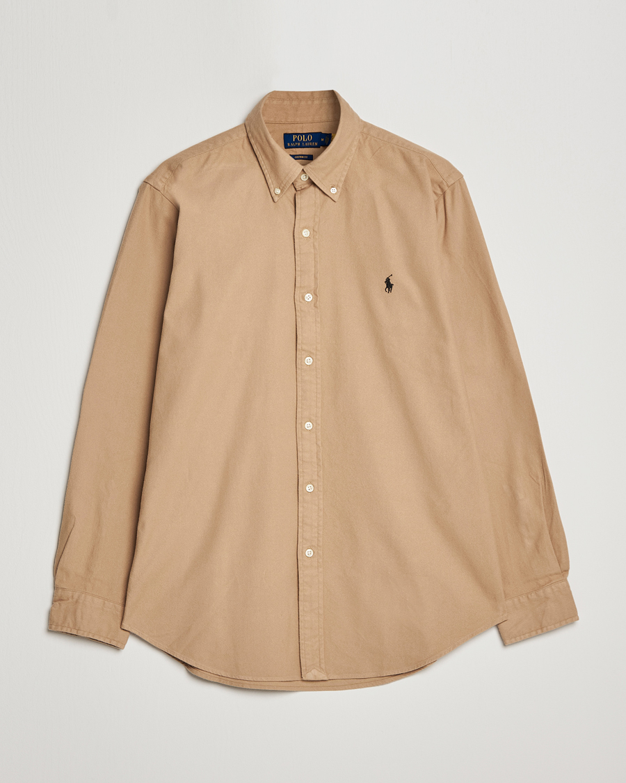 Uomini | Camicie | Polo Ralph Lauren | Custom Fit Brushed Flannel Shirt Vintage Khaki