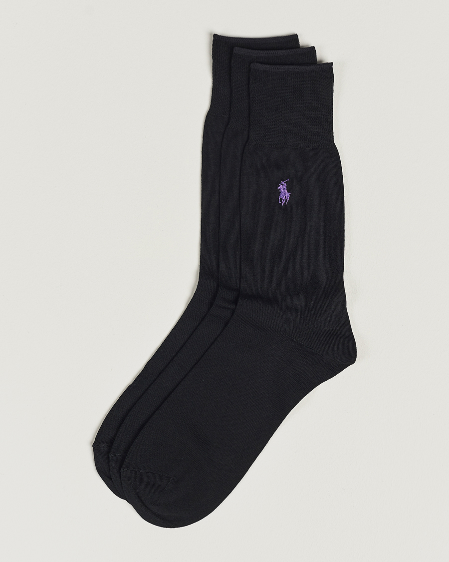 Uomini | Biancheria intima | Polo Ralph Lauren | 3-Pack Mercerized Cotton Socks Black