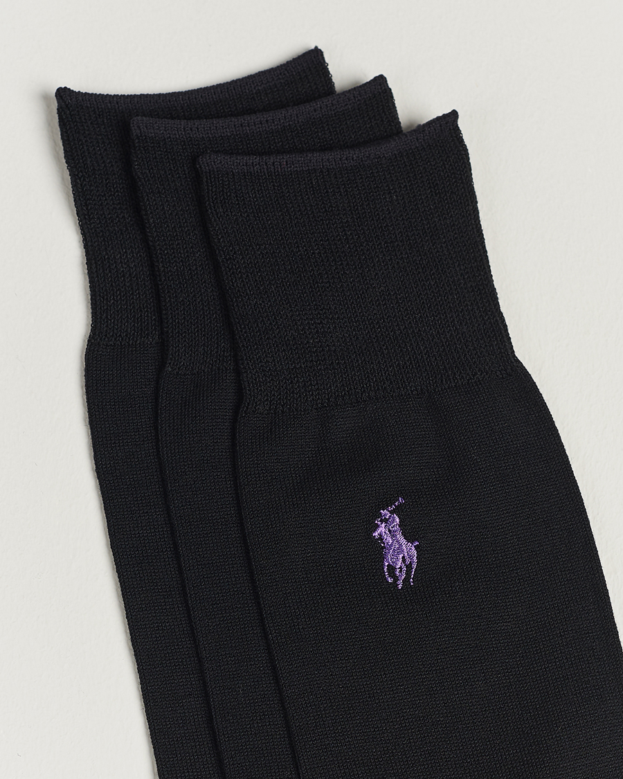 Uomini | Biancheria intima | Polo Ralph Lauren | 3-Pack Mercerized Cotton Socks Black
