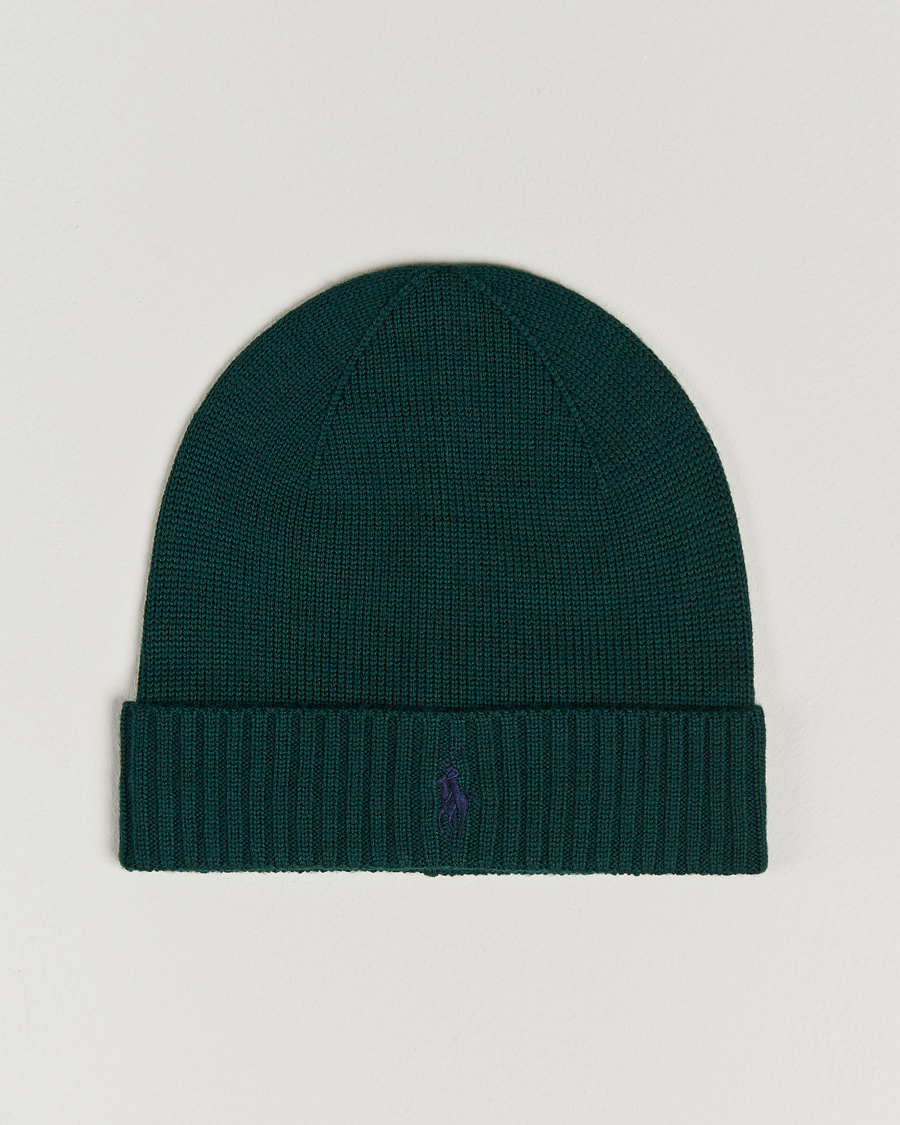 Uomini | Polo Ralph Lauren Merino Wool Beanie College Green | Polo Ralph Lauren | Merino Wool Beanie College Green