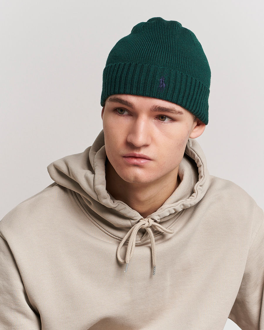 Uomini | Polo Ralph Lauren Merino Wool Beanie College Green | Polo Ralph Lauren | Merino Wool Beanie College Green