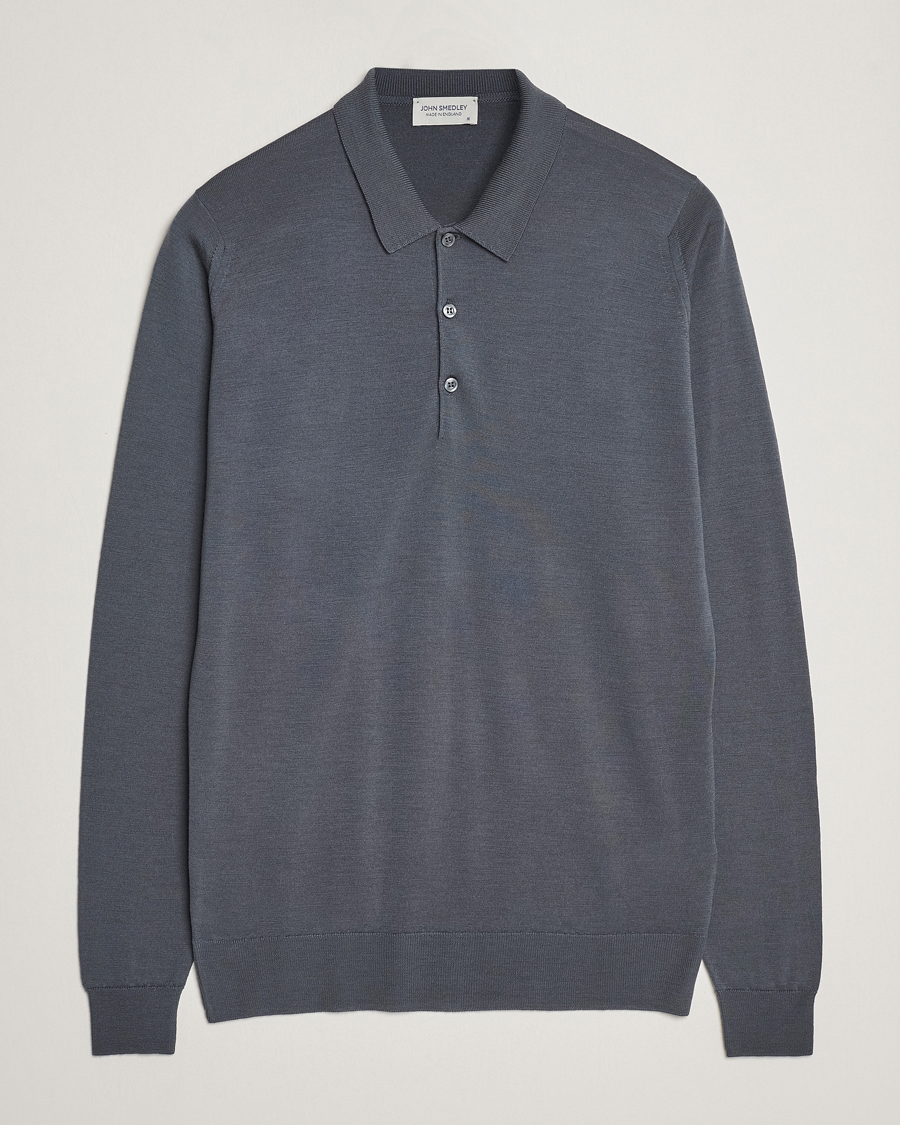 Uomini | Maglieria | John Smedley | Belper Extra Fine Merino Polo Pullover Slate Grey