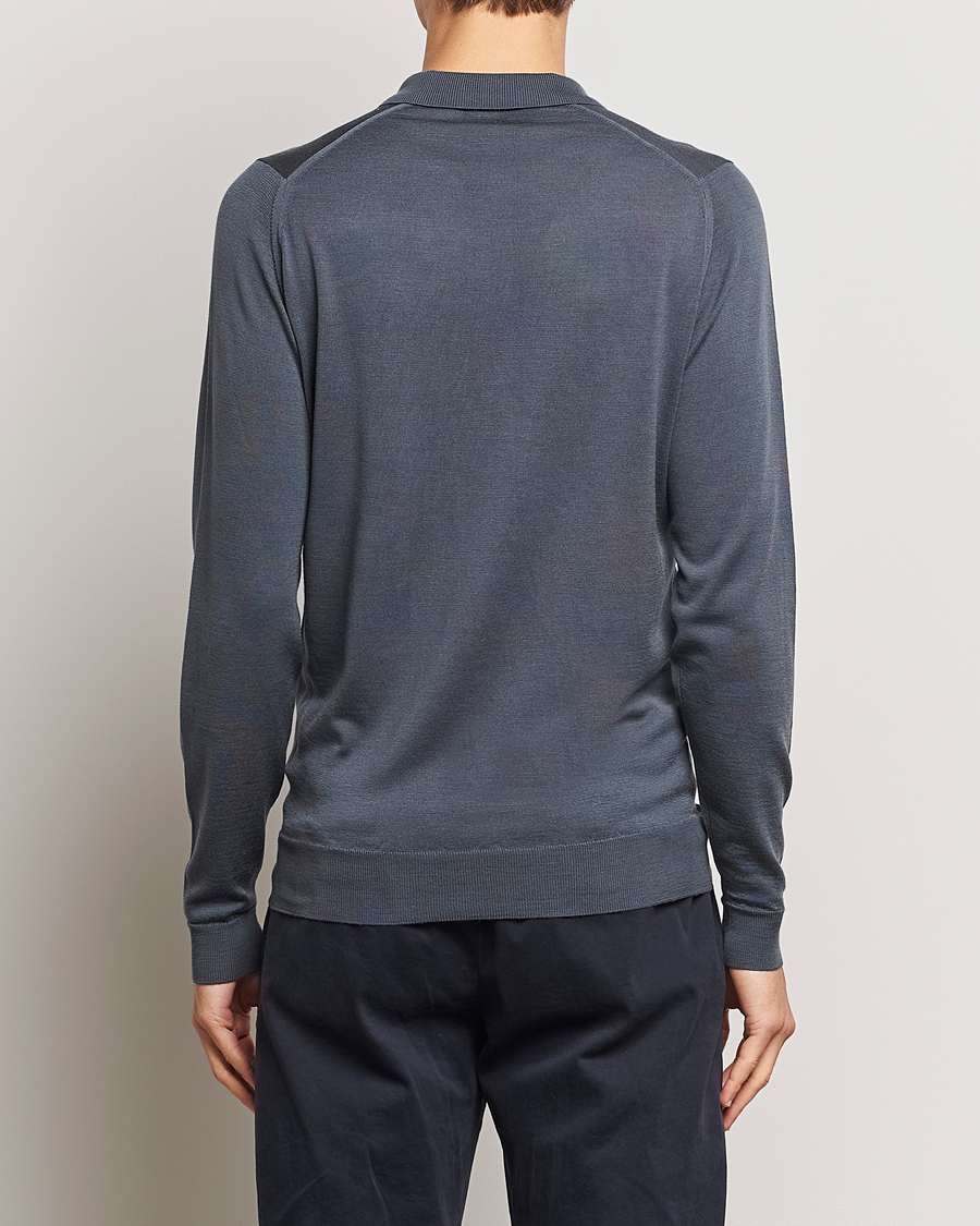 Uomini | Maglieria | John Smedley | Belper Extra Fine Merino Polo Pullover Slate Grey