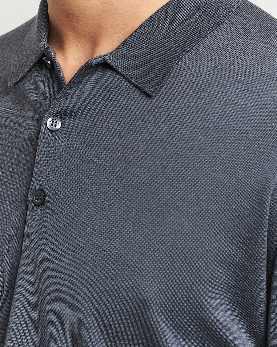 Uomini | Maglieria | John Smedley | Belper Extra Fine Merino Polo Pullover Slate Grey