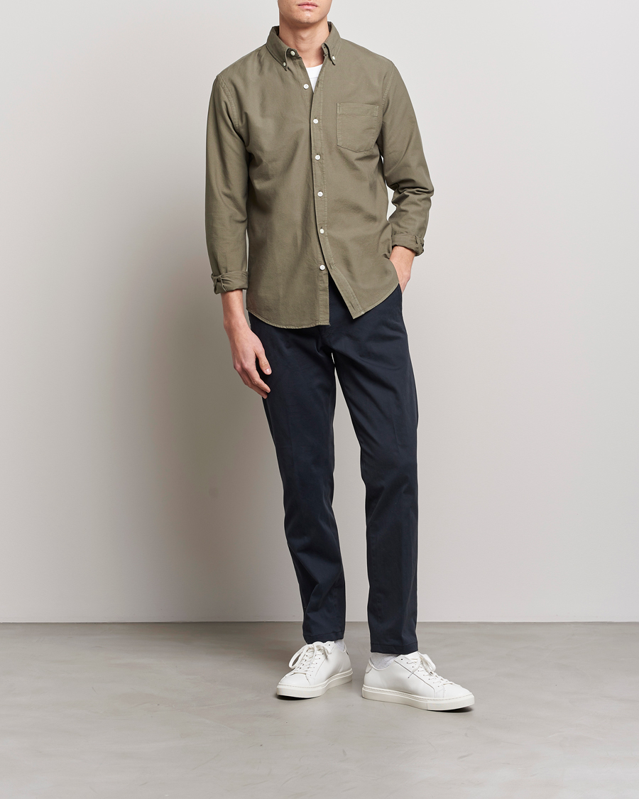 Uomini | Camicie | Colorful Standard | Classic Organic Oxford Button Down Shirt Dusty Olive