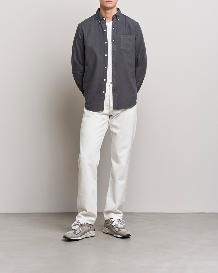 Uomini | Camicie | Colorful Standard | Classic Organic Oxford Button Down Shirt Lava Grey