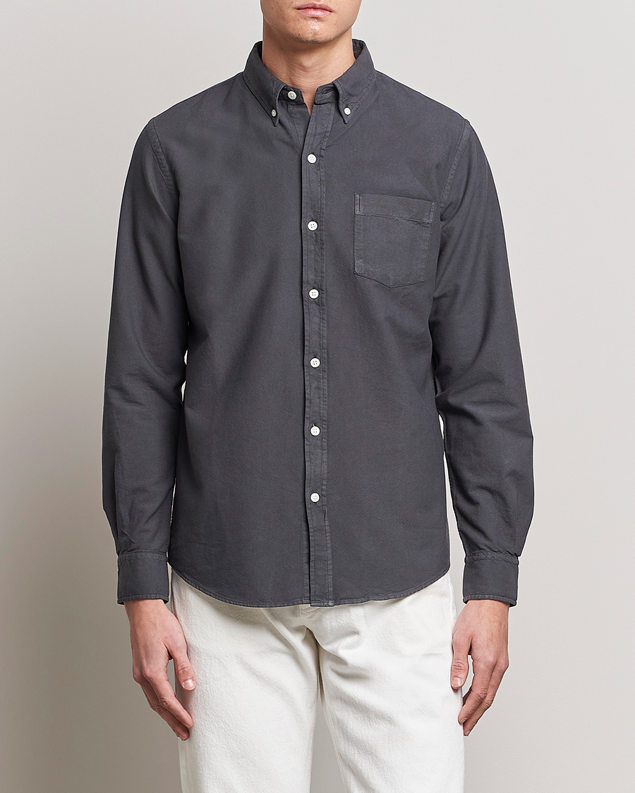 Uomini | Camicie | Colorful Standard | Classic Organic Oxford Button Down Shirt Lava Grey