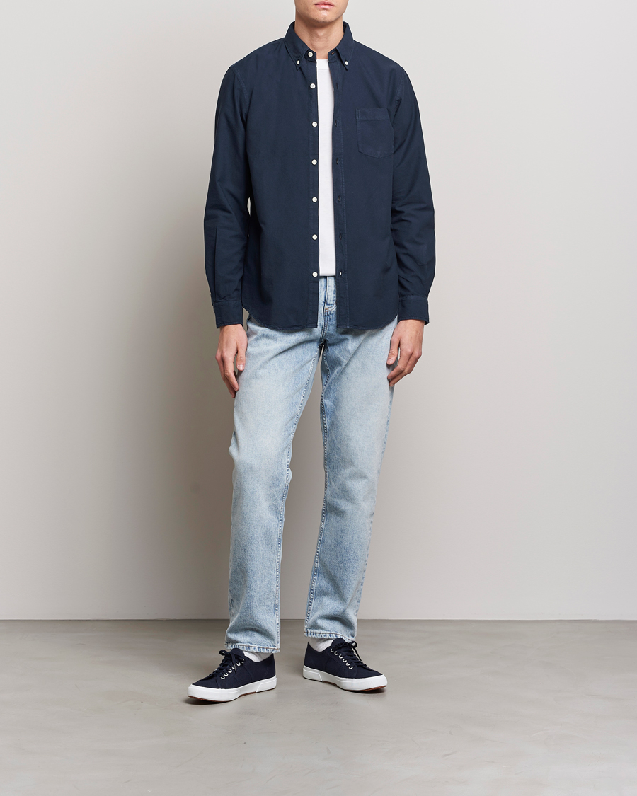 Uomini | Camicie | Colorful Standard | Classic Organic Oxford Button Down Shirt Navy Blue