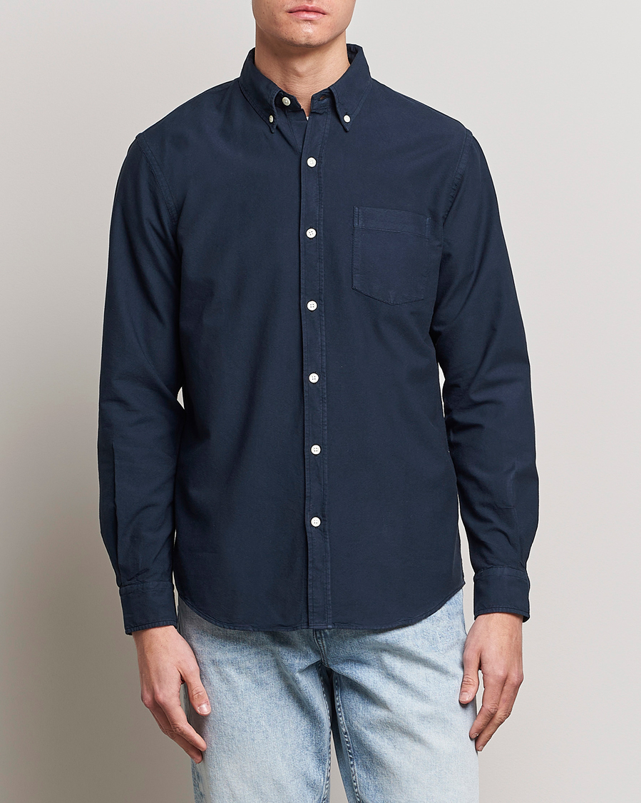 Uomini | Camicie | Colorful Standard | Classic Organic Oxford Button Down Shirt Navy Blue