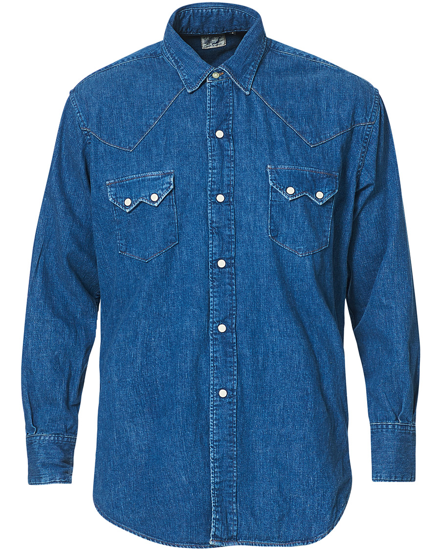 Uomini | Camicie | orSlow | Denim Western Shirt Washed Indigo