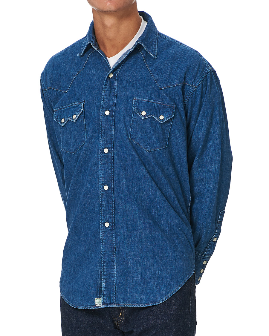 Uomini | Camicie | orSlow | Denim Western Shirt Washed Indigo