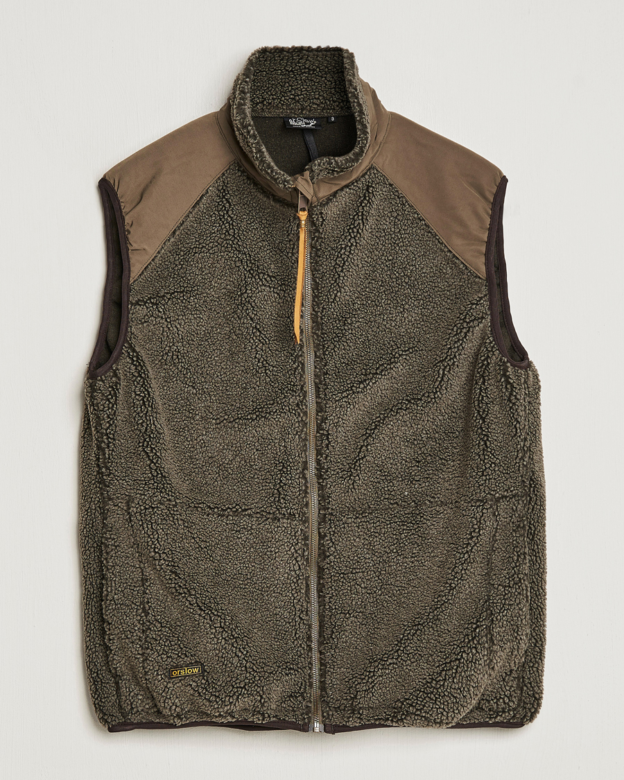 Uomini | Giacche | orSlow | Boa Fleece Vest Army Green