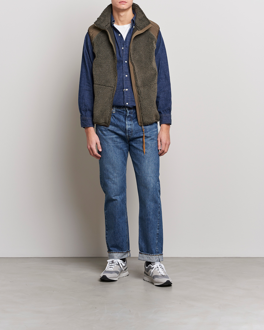 Uomini | Giacche | orSlow | Boa Fleece Vest Army Green