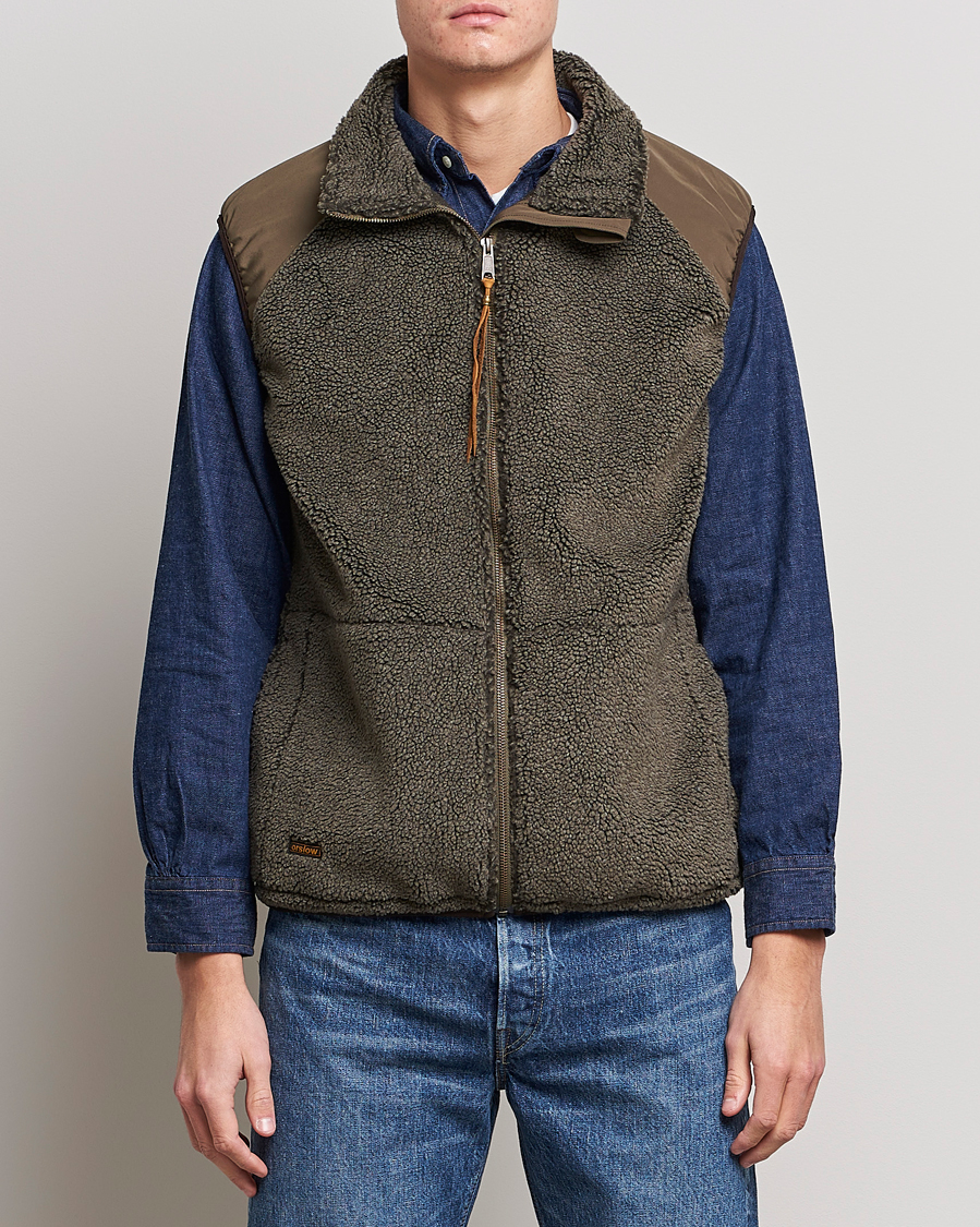 Uomini | Giacche | orSlow | Boa Fleece Vest Army Green