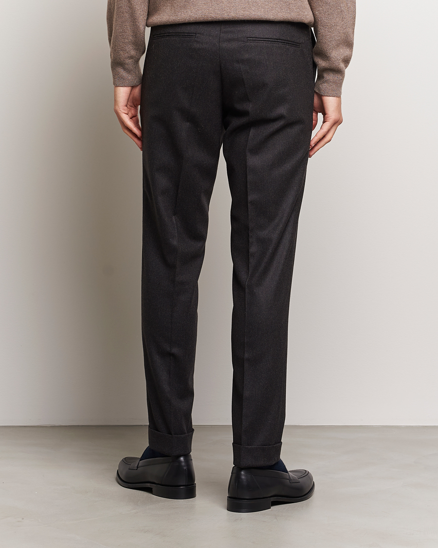 Uomini | Pantaloni | Oscar Jacobson | Denz Turn Up Flannel Trousers Brown Melange