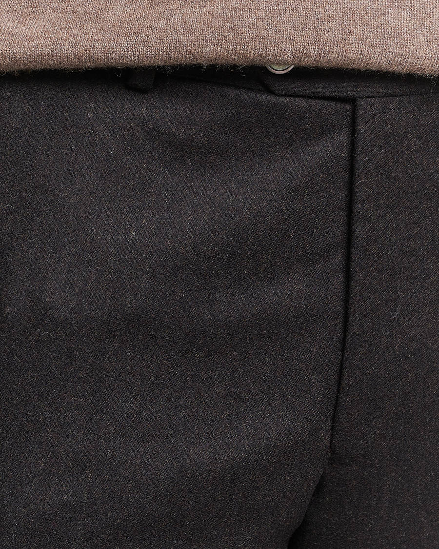 Uomini | Pantaloni | Oscar Jacobson | Denz Turn Up Flannel Trousers Brown Melange
