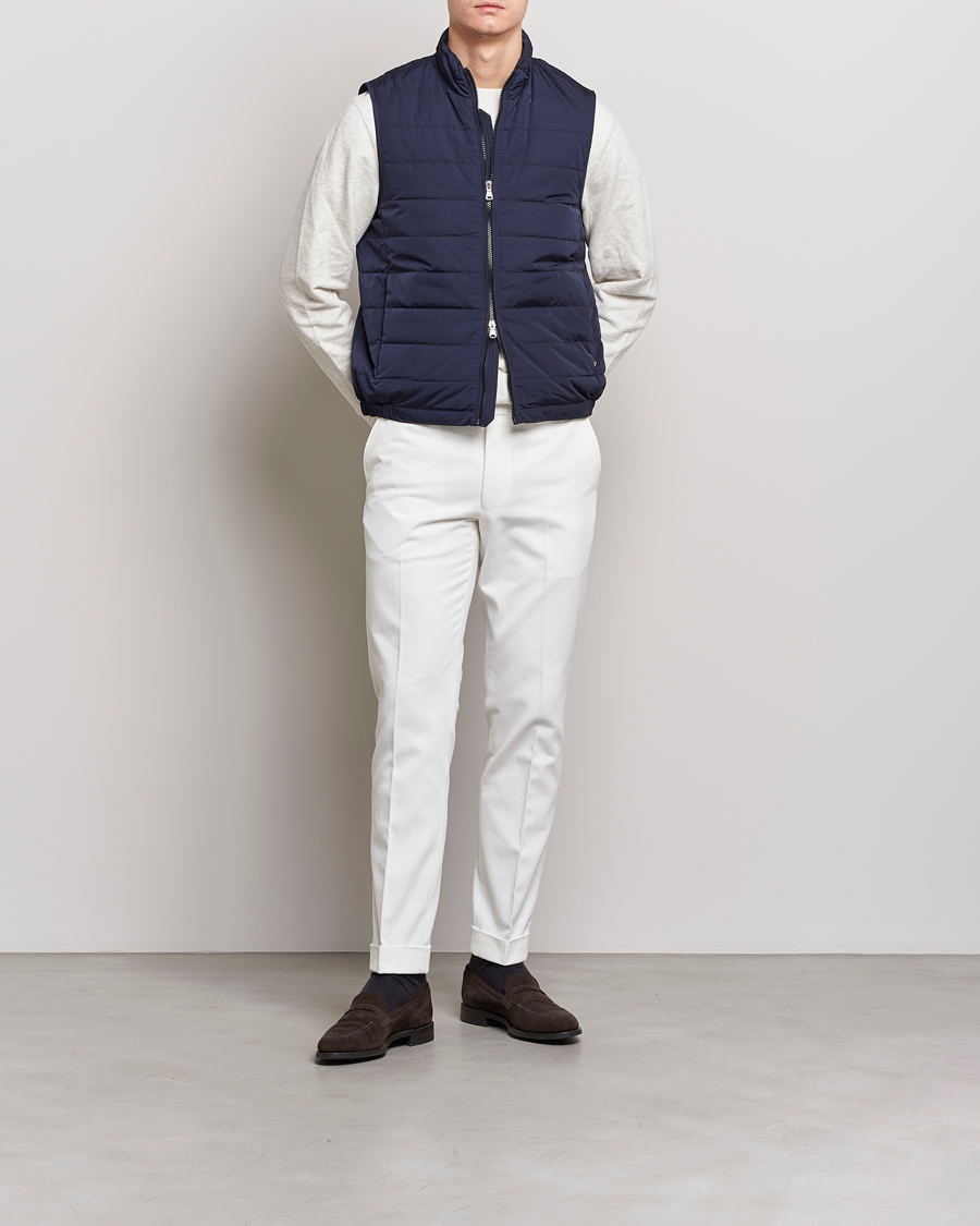 Uomini | Pantaloni | Oscar Jacobson | Denz Brushed Cotton Turn Up Trousers Off White