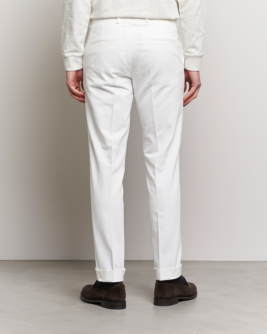 Uomini | Pantaloni | Oscar Jacobson | Denz Brushed Cotton Turn Up Trousers Off White