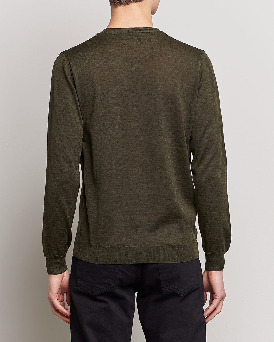 Uomini | Maglieria | Oscar Jacobson | Custer Extra Fine Merino Crew Neck Green